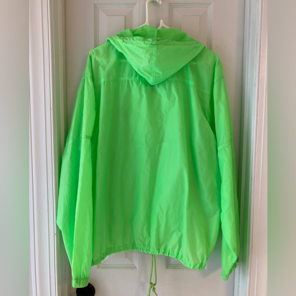 IZOD Vintage 90s Windbreaker Semi-Sheer Neon Green L - Picture 2 of 7